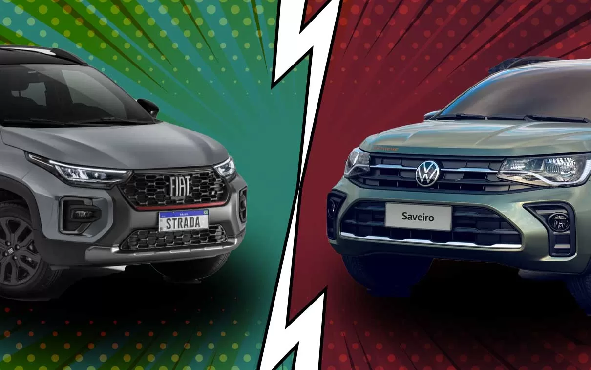 Análise compara Strada Ultra turbo e Saveiro Extreme 1.6 em desempenho, consumo, autonomia, transmissão, dimensões, caçamba, multimídia e preço, explicando como cada escolha afeta o uso real.