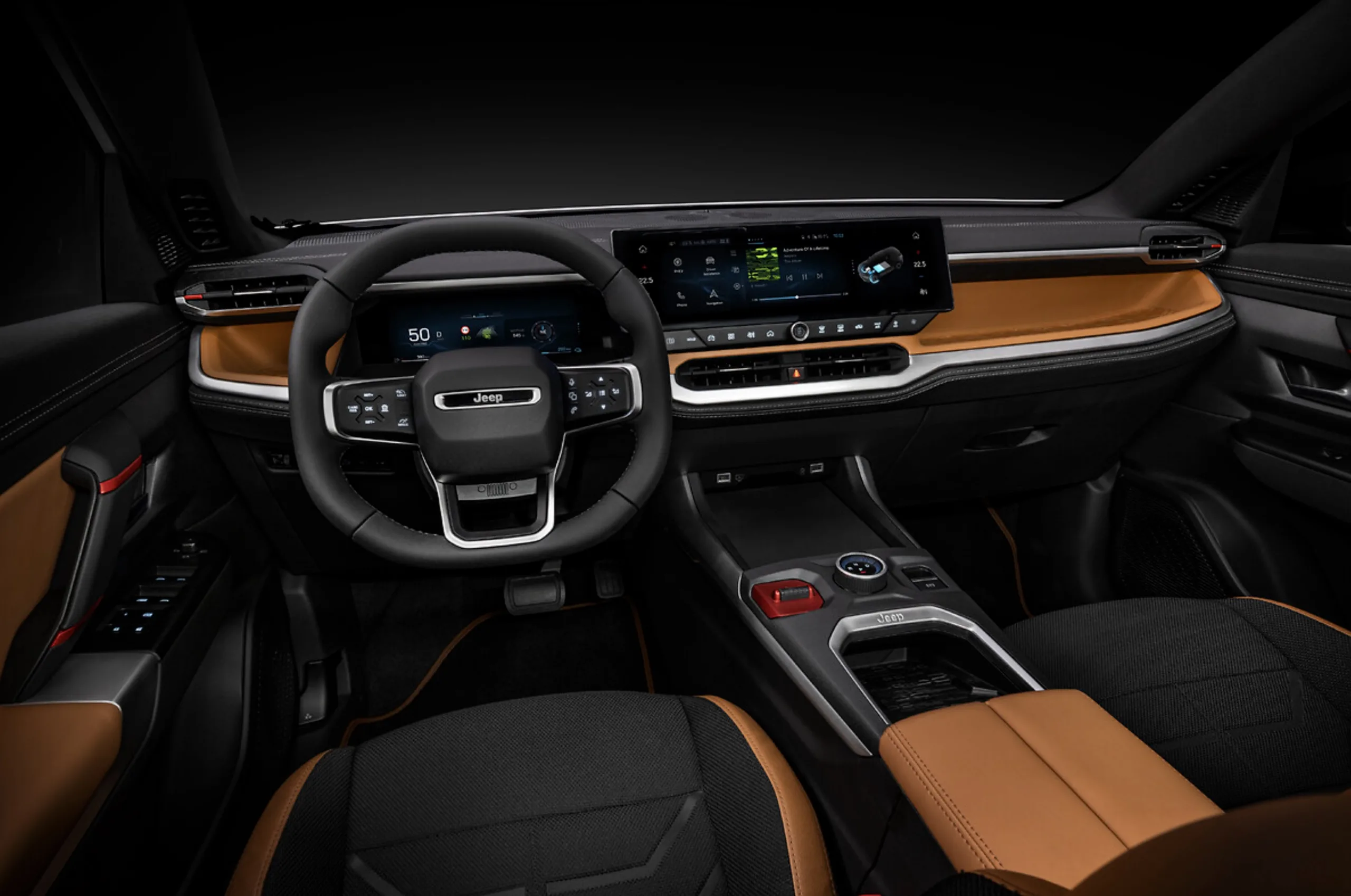 A gama inclui híbrido leve, híbrido plug-in com tração integral e versão elétrica. A promessa de autonomia muda a lógica de uso do Compass no dia a dia.