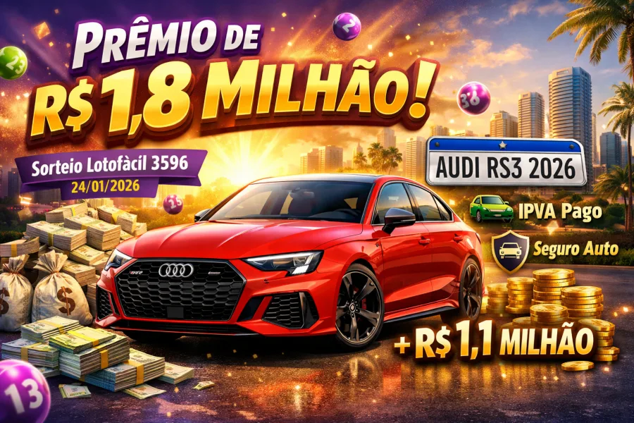 Resultado Lotofácil 3595: Saiu o resultado! Loteria paga R$ 1,8 milhão hoje no concurso 3596; ganhador pode comprar Audi RS3 2026 à vista e ainda sobra mais de R$ 1,1 milhão