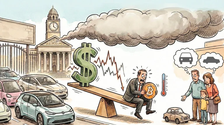 Dólar em queda, Bitcoin em baixa e juros altos nos EUA pressionam mercado de carros elétricos, financiamento e seguro em 2026