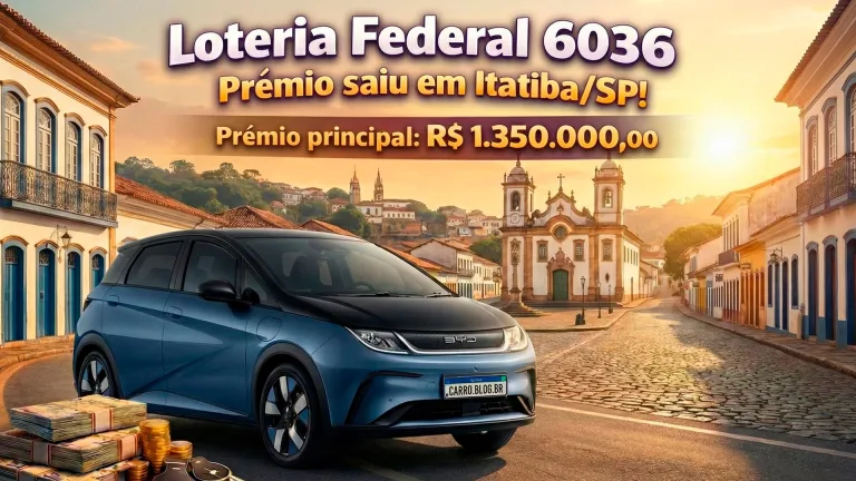 Resultado Loteria Federal 6036, de sábado 24/01/26: Itatiba/SP leva R$ 1,35 milhão e daria para comprar 10 carros elétricos BYD Dolphin e ainda sobra dinheiro para investir