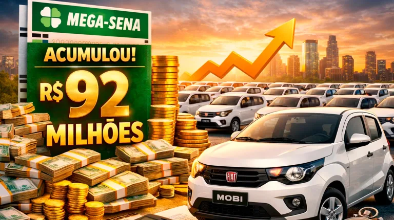 Resultado Mega Sena 2964: números sorteados; valor acumulado banca 1.226 unidades do Fiat Mobi Like 1.0 e ainda sobra