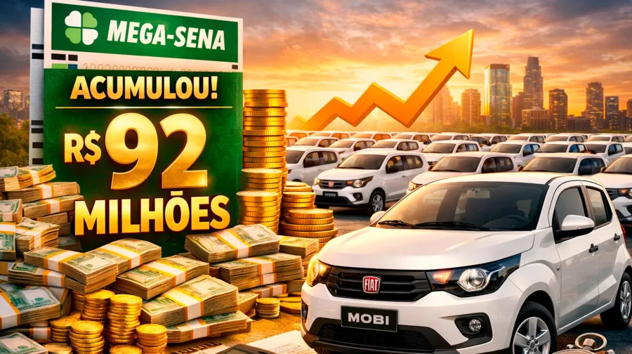 Resultado Mega Sena 2964: números sorteados; valor acumulado banca 1.226 unidades do Fiat Mobi Like 1.0 e ainda sobra