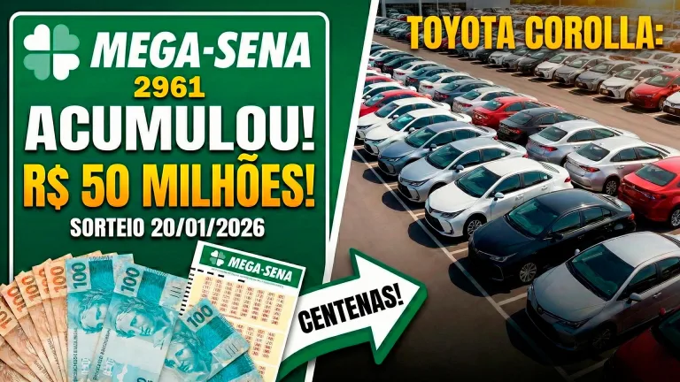 Resultado Mega Sena: Com R$ 50 milhões, quantos Toyota Corolla caberiam na garagem?