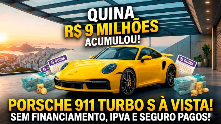 Resultado Quina 6935: Prêmio de R$ 9 milhões dá pra pensar em comprar Porsche 911 e ainda viver de sombra e água fresca