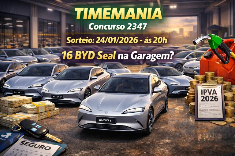 Timemania 2347: ATUALIZADO COM NÚMEROS SORTEADOS; com prêmio acumulado, valor de hoje banca frota de carros elétricos de luxo