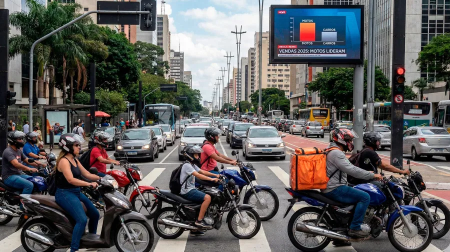 Histórico: Motos superam carros em 2026 impulsionadas por apps e recorde de mulheres ao guidão