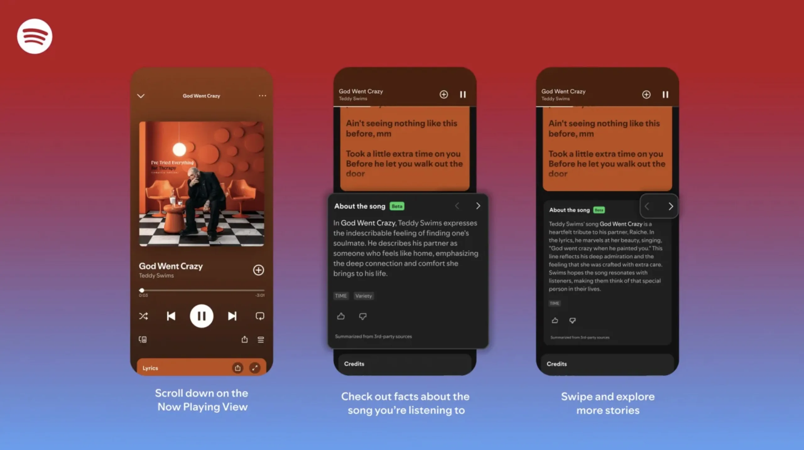 Novo recurso do Spotify exibe histórias e inspirações das faixas enquanto o usuário escuta