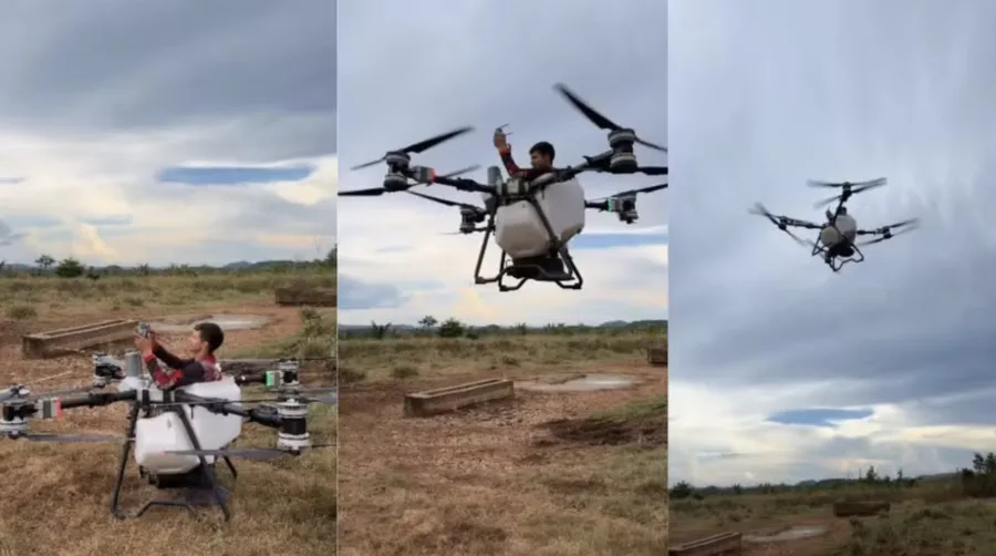 Drone agrícola com preço de R$ 300 mil vira “carro voador” no Brasil; veja o vídeo