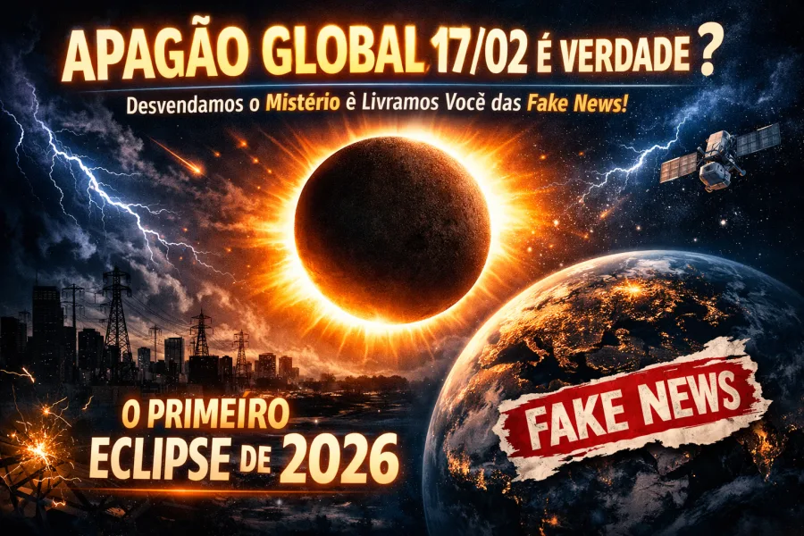 Apagão global no dia 17/02 é verdade? Descobrimos a verdade e te livramos das Fake News; Entenda tudo sobre o primeiro eclipse de 2026