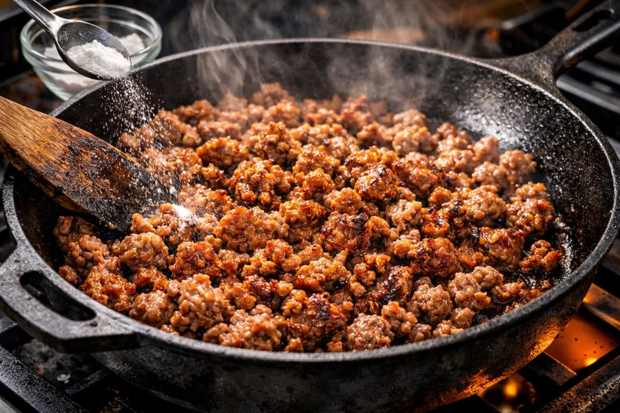 Entenda por que todo mundo está colocando bicarbonato na carne moída na hora de cozinhar