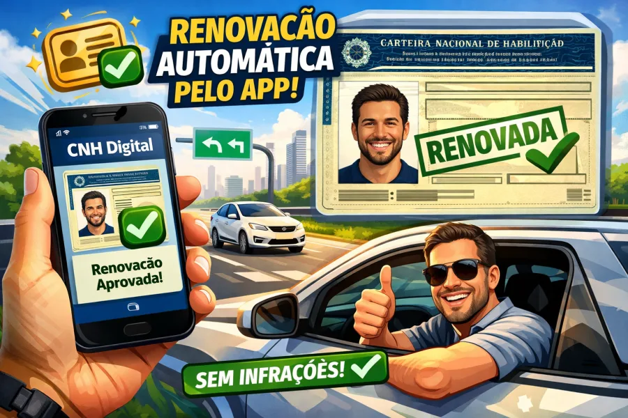 Renovação automática pelo app CNH Brasil passa a valer e beneficia motoristas sem infrações na CNH Digital