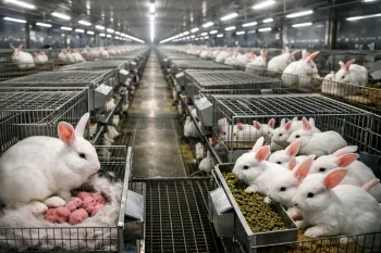 Milhões de coelhos crescem em galpões fechados e viram carne em ritmo industrial silencioso