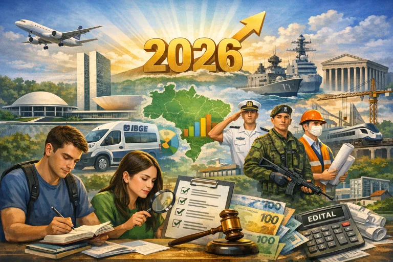 Concurso 2026 Abertos: Banco Central do Brasil, ANEELL, IBGE, Câmara dos Deputados e mais; veja lista completa