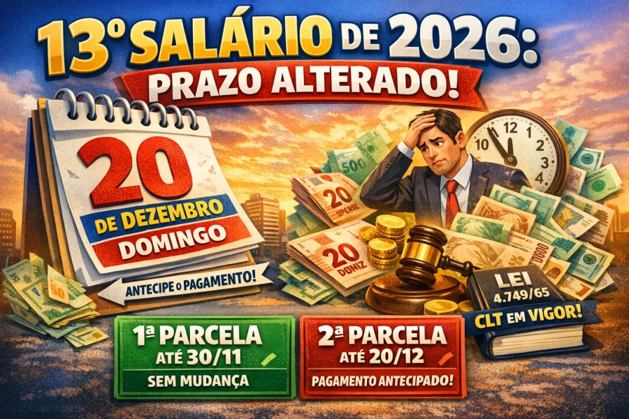 Décimo terceiro 2026 terá pagamento antecipado por causa do calendário