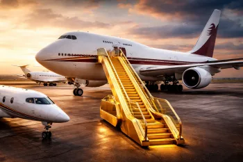 Escada dourada e jatos de US$ 400 milhões: como a família real do Qatar voa com autonomia global