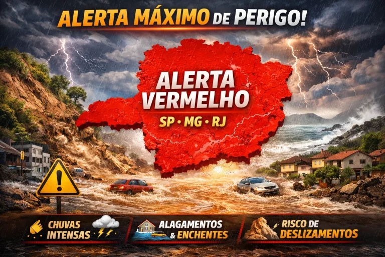 Previsão do Tempo RJ para Hoje, Amanhã e a Semana que vem; Inmet emite alerta vermelho e prevê mais de 100 mm de chuva por dia em MG, RJ e SP