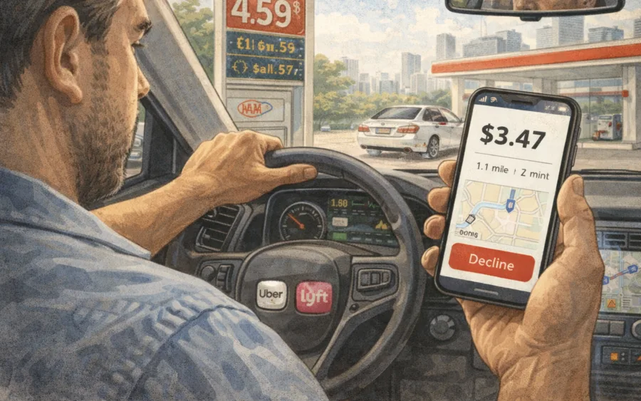 Motoristas de Uber nos EUA estão recusando corridas, e o motivo envolve gasolina cara, apps e uma regra brutal que o Brasil já conhece