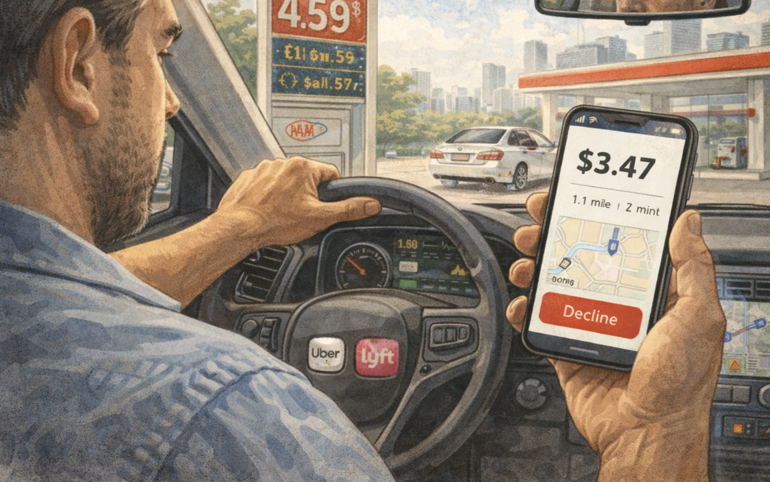 Motoristas de Uber nos EUA estão recusando corridas, e o motivo envolve gasolina cara, apps e uma regra brutal que o Brasil já conhece