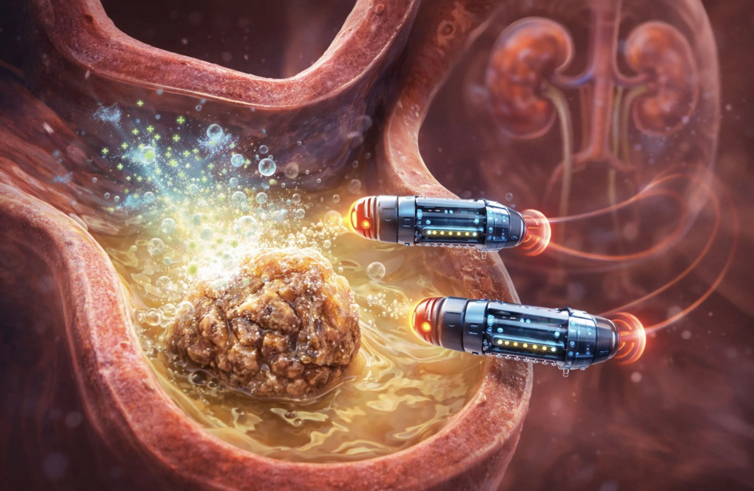 Cientistas criaram minirrobôs capazes de dissolver pedras nos rins, e o método promete eliminar cirurgias dolorosas