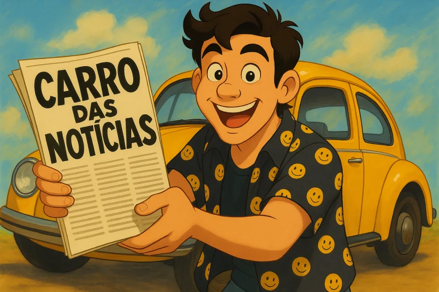 Carro Das Notícias, o carro azul digital que organiza o noticiário do Brasil e do mundo com informação em movimento