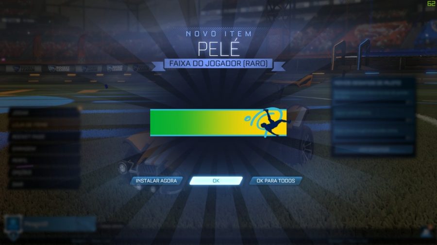 Faixa em homenagem à Pelé no Rocket League 