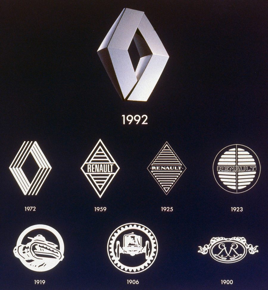 Desde 1900 a Renault já promoveu várias mudanças em sua identidade visual