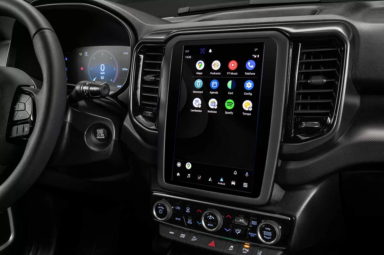 No coração da cabine da Fiat Toro Ultra encontra-se um sistema de infotainment de última geração.