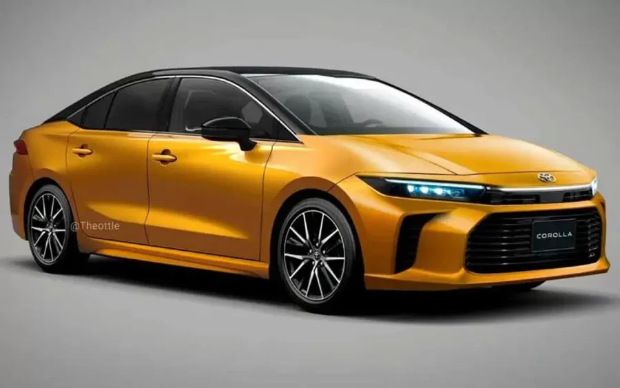 O design do novo Corolla seguirá modelos recentes da Toyota, como Prius e Crown. Faróis estreitos, nariz pronunciado e lanternas traseiras interligadas são esperados, mantendo a identidade visual da marca.