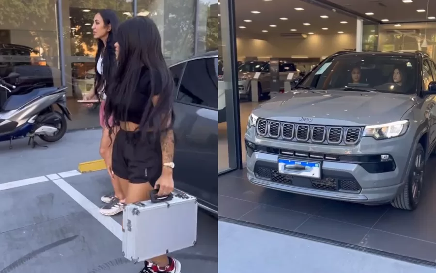 Dayane Bezerra, irmã de Deolane Bezerra, presenteou sua assessora com um Jeep Compass novo nesta terça-feira (11). O carro, zero quilômetro, tem valor de mercado de R$ 240 mil.