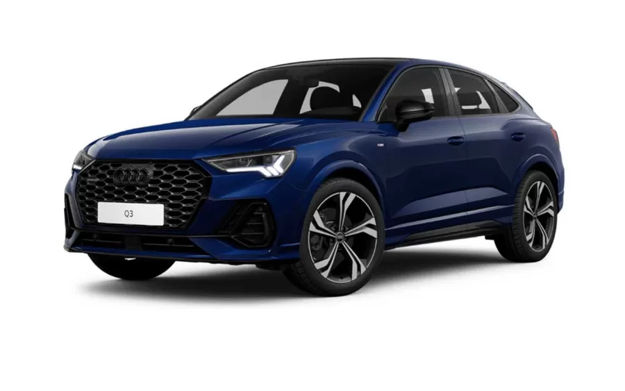 A nova versão Performance Black Plus do Audi Q3 apresenta acabamento preto brilhante nos frisos decorativos, Audi Rings e inscrições do modelo, além de pintura especial nos para-choques S Line.