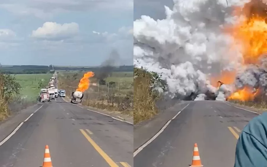 Uma explosão de caminhão-tanque na BR-010, entre Paragominas e Ulianópolis, no Pará, feriu seis pessoas, incluindo bombeiros e funcionários do SBT. O incidente ocorreu na quarta-feira (3).
