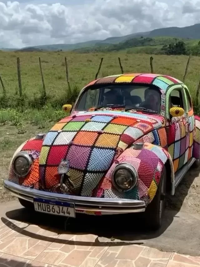 Fusca Fuxico: Artesã Transforma Carro em Obra de Arte de Crochê