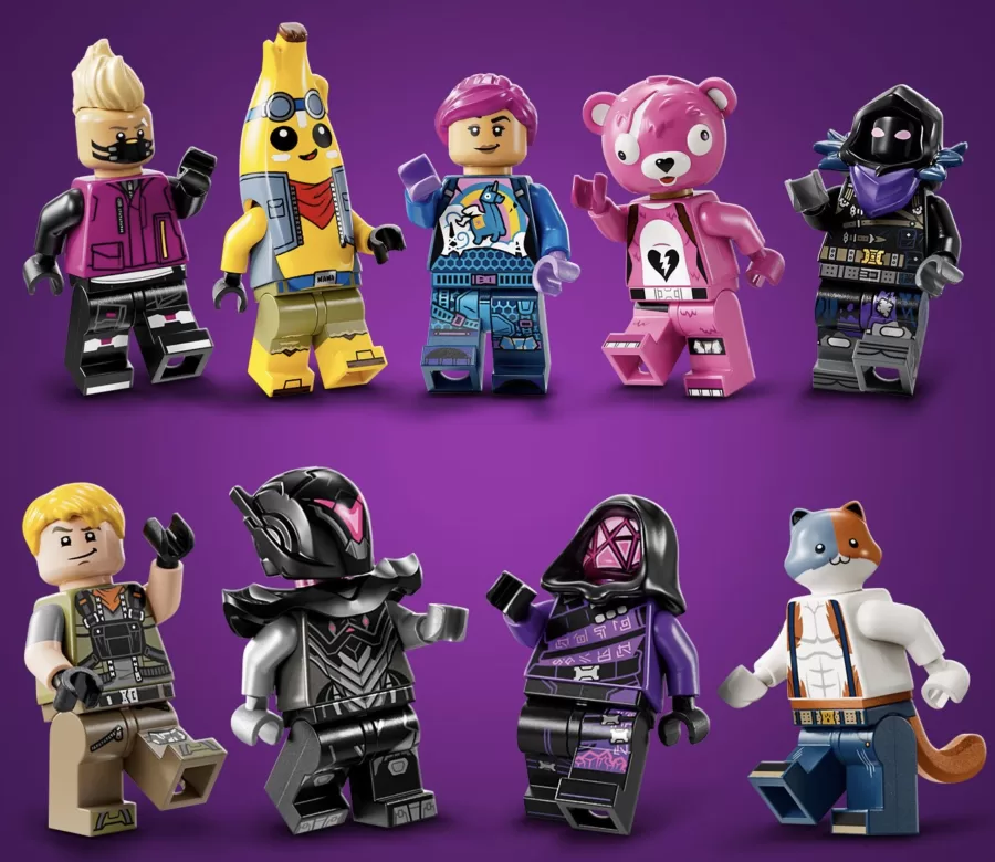 Além das peças detalhadas, o conjunto inclui nove minifiguras de personagens do Fortnite, prontos para embarcar em novas missões criativas fora do universo digital.