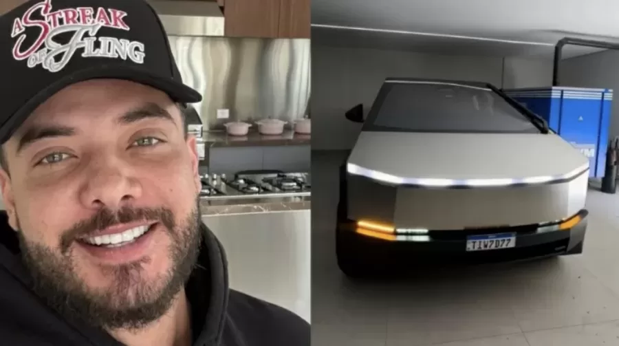 Wesley Safadão adquiriu uma Tesla Cybertruck, picape elétrica avaliada em R$ 1,5 milhão. O veículo, que não é vendido oficialmente no Brasil, foi trazido ao país por importação direta.