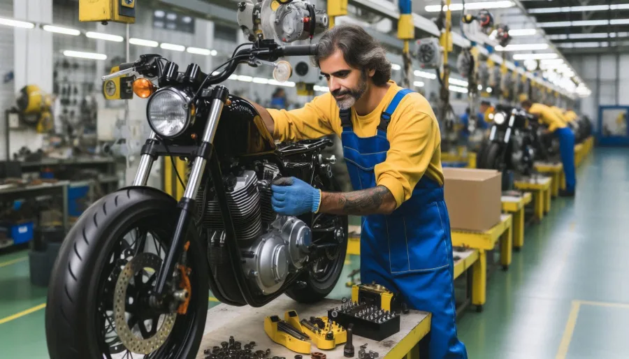 O setor de motocicletas cresce em 2025, com produção e vendas aceleradas. Em fevereiro, 176 mil unidades foram fabricadas, registrando um aumento significativo em relação ao ano passado - Imagem gerada por IA.