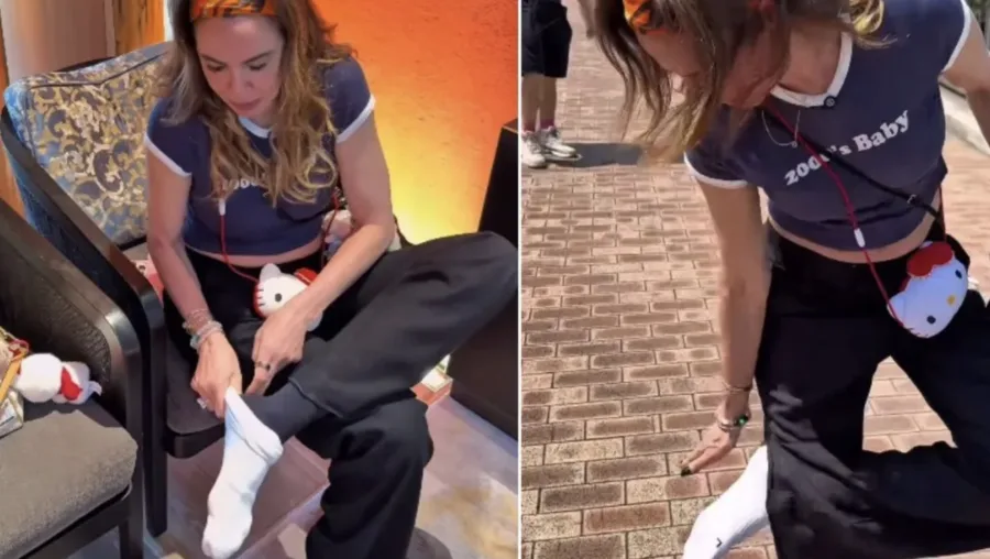 Luciana Gimenez faz o “teste das meias brancas” nas ruas do Japão e compartilha a experiência em rede social