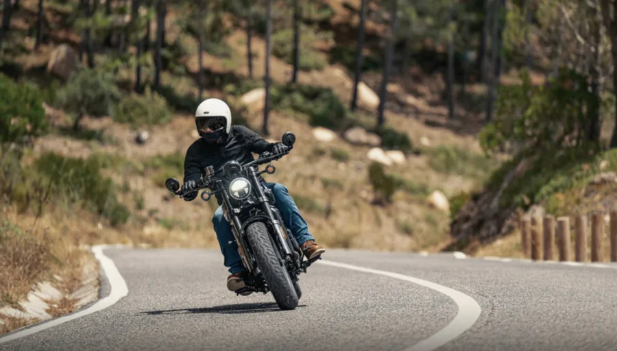 Com linhas inspiradas nas clássicas dos EUA, a moto aposta em visual retrô. Farol circular em LED e postura baixa reforçam sua identidade custom no mercado.