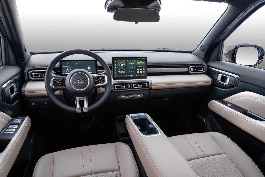 Na segurança, o Spark EUV 2026 vem equipado com controle de tração, alerta de colisão, frenagem automática e monitoramento de faixa