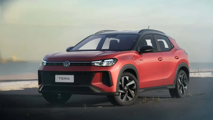 O Volkswagen Tera 2026 chama atenção pelo design assinado por José Carlos Pavone, com iluminação inspirada em modelos superiores e linhas que sugerem robustez.