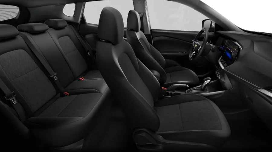 Tem interior confortável com 5 lugares, bancos ajustáveis, ar-condicionado, Wi-Fi, 6 airbags, controle de estabilidade e bom espaço para bagagens.