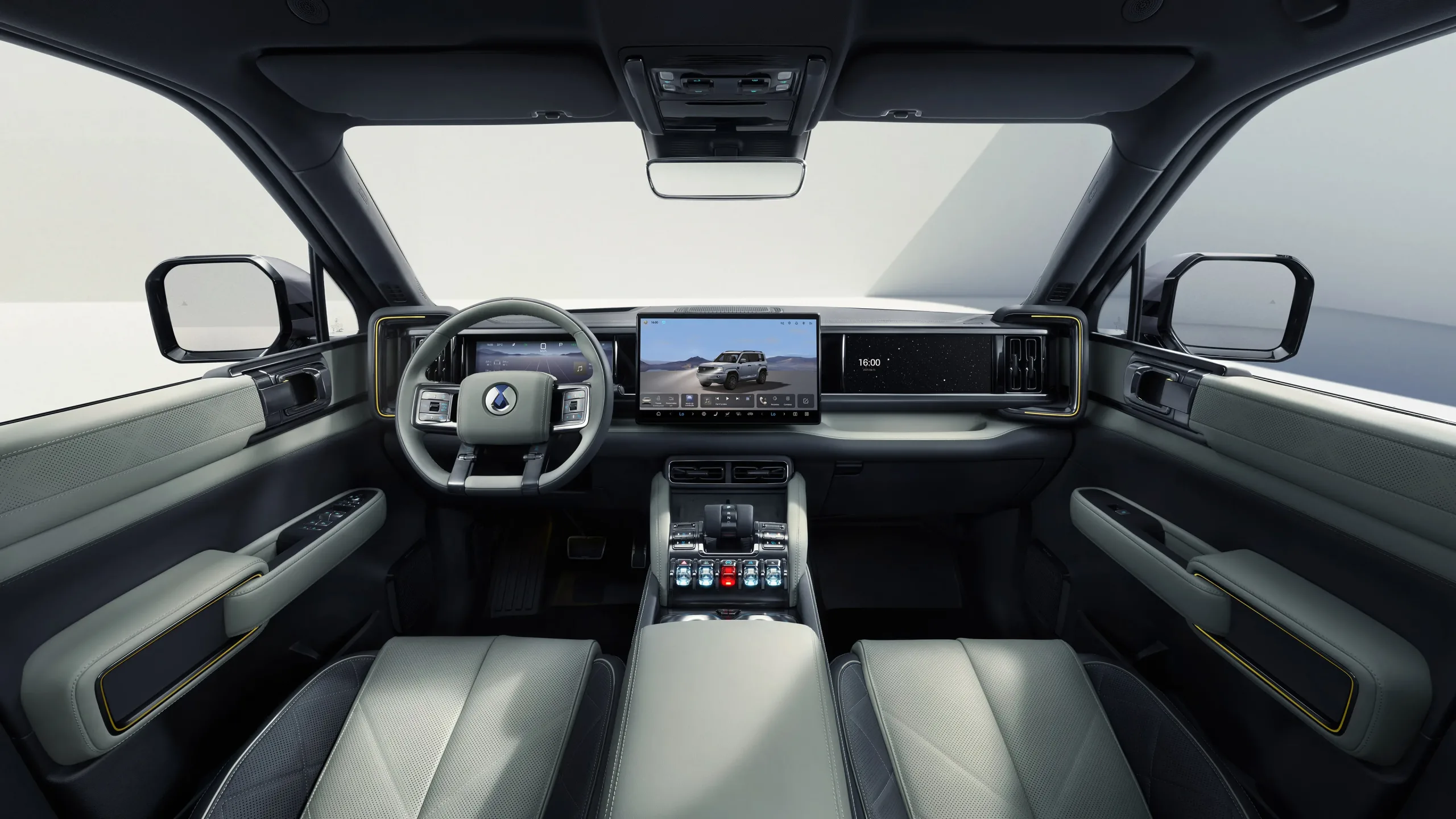 Por dentro, o modelo aposta pesado na sensação premium, com 11 airbags, refrigerador com aquecimento e resfriamento, bancos com 10 pontos de massagem e telas para motorista e passageiro.