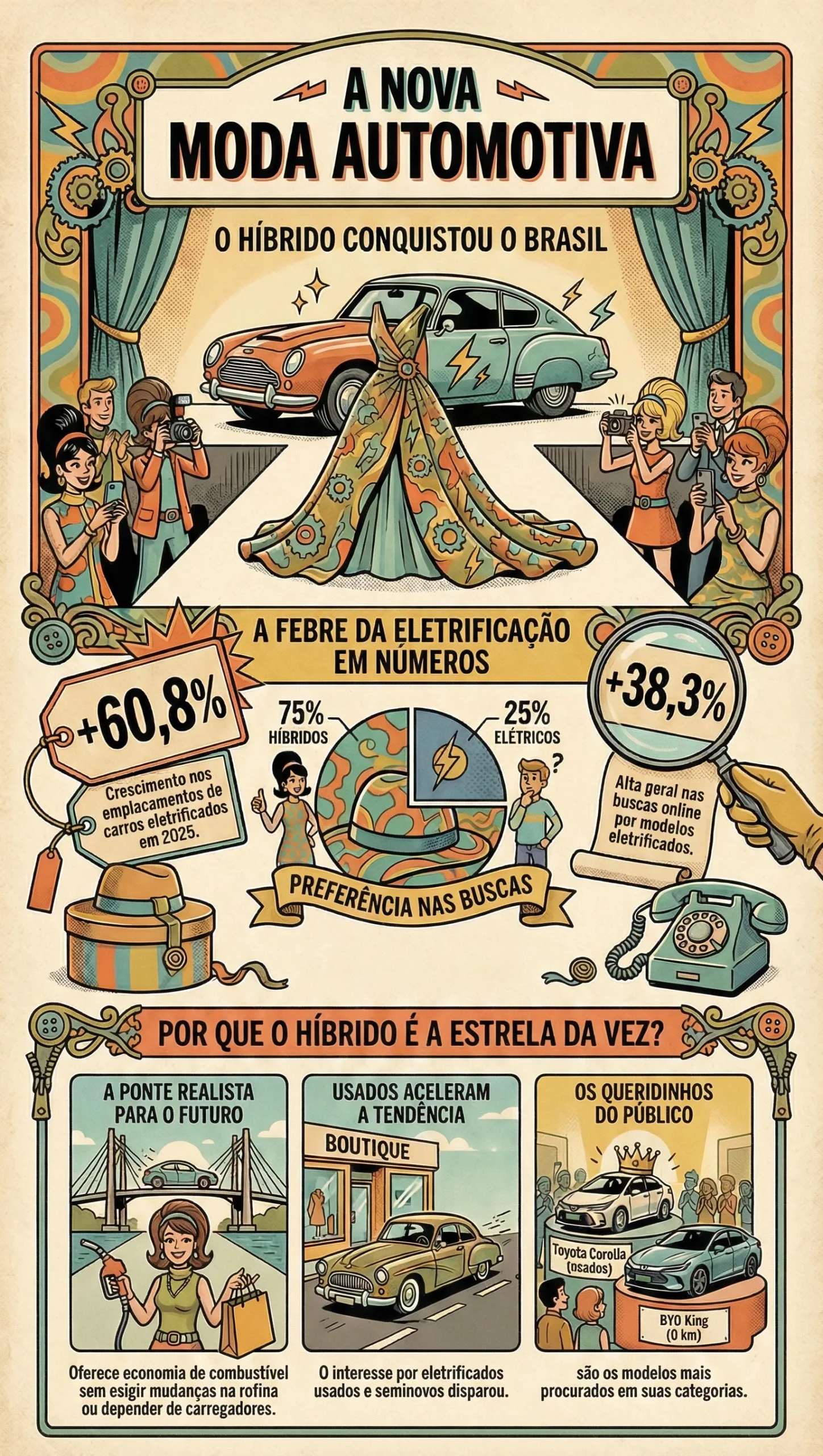 Pesquisa indica que o híbrido entrou na moda como bolsa de marca, todo mundo quer, todo mundo comenta, e virou símbolo de consumo moderno no trânsito.