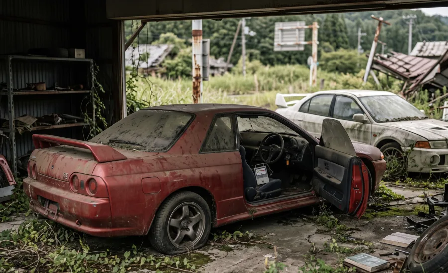 Cemitério de carros em Fukushima guarda Nissan Skyline GT-R, Lancer Evolution e Honda S2000 abandonados após desastre nuclear