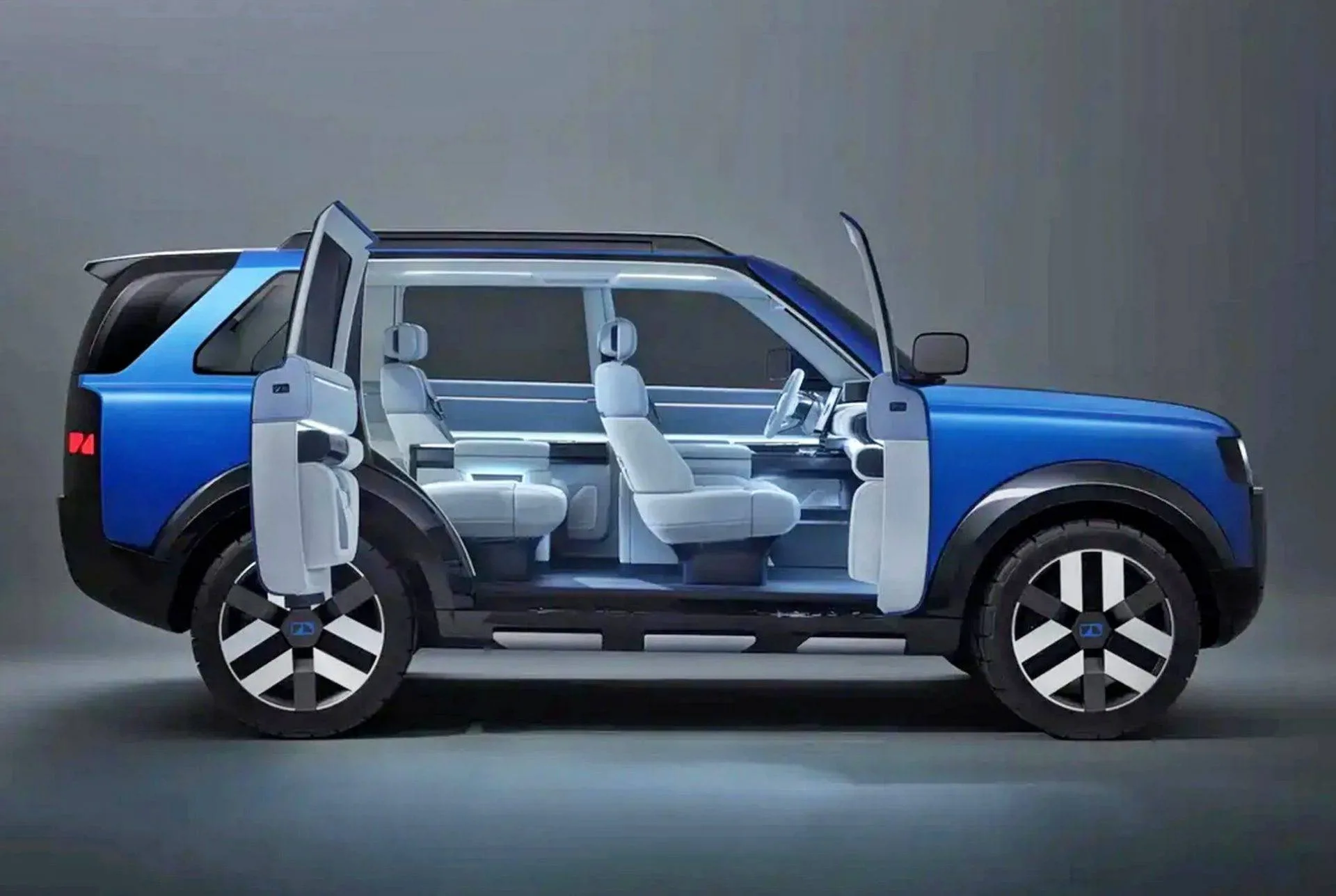 O primeiro carro é o Concept 97, um SUV familiar de porte médio, feito na China, com proposta off-road e venda prevista também na Europa.