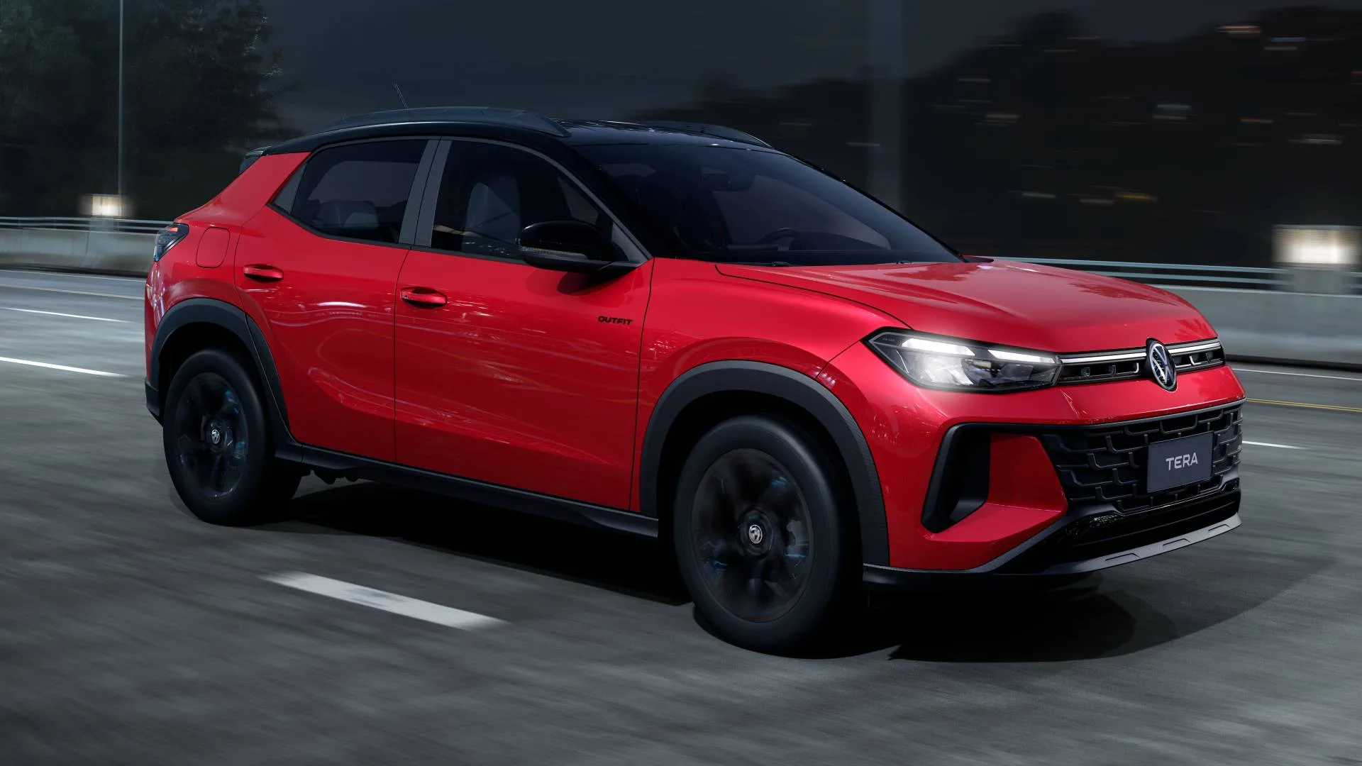 VW Tera 2027 ganha motor 200 TSI de até 128 cv, torque de 20,4 kgfm e câmbio automático de oito marchas do T-Cross nas versões Comfort e High para enfrentar Hyundai i20 e Jeep Avenger