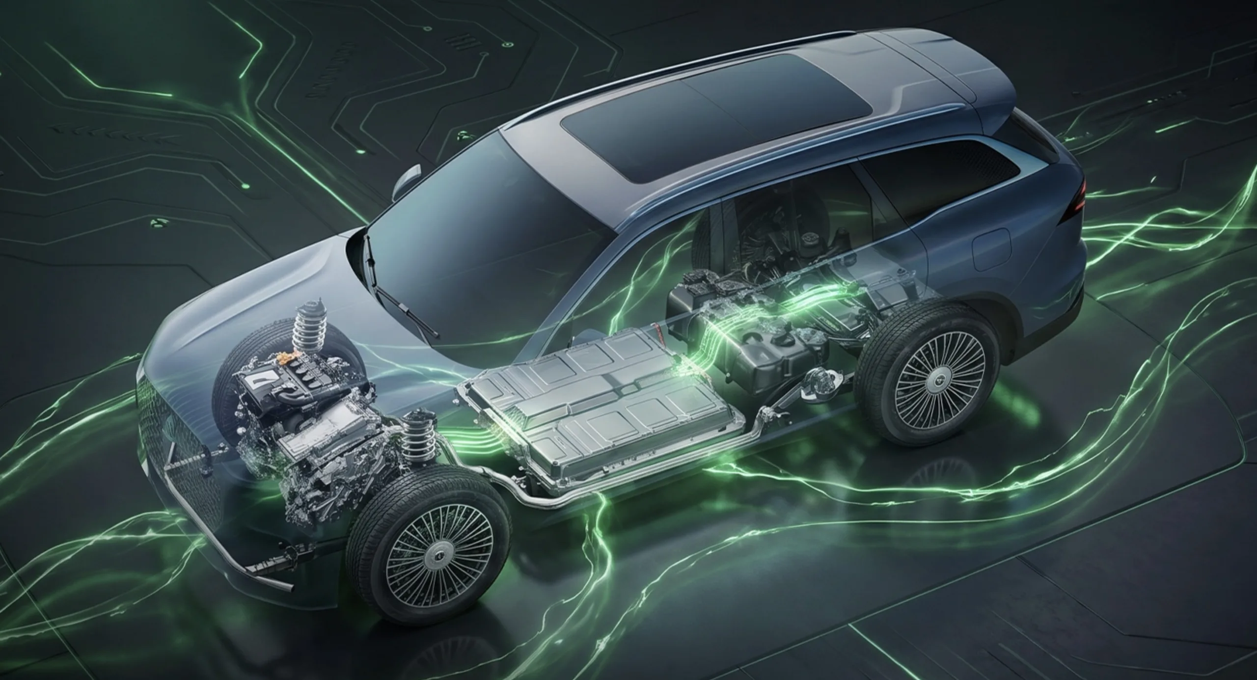 No Tiggo 9 PHEV, o motor 1.5 turbo se junta a três motores elétricos para chegar a 428 cv e 59,2 kgfm, com câmbio DHT, tração integral e seis modos de condução.