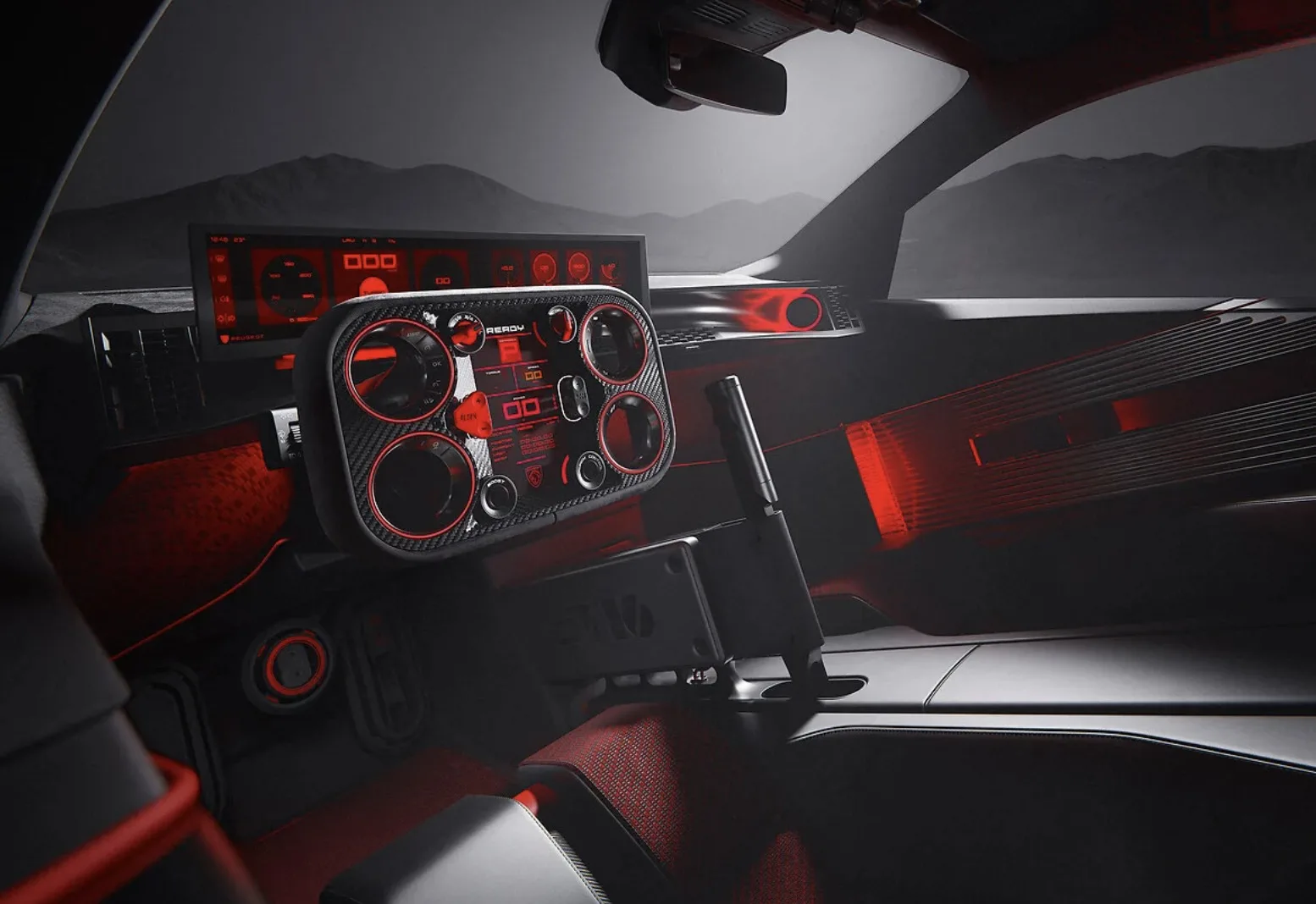Uma tela panorâmica curva de 21 polegadas reúne instrumentos e funções multimídia. O novo i-Cockpit antecipa tecnologias que poderão aparecer na próxima geração do Peugeot 208.