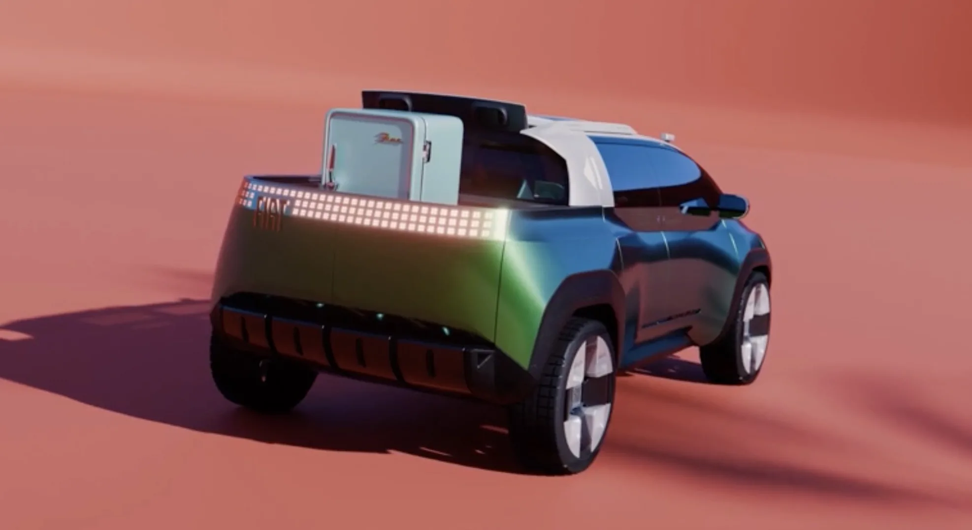 O sistema chamado Metamorfosi permite deslocar parte da carroceria sobre guias. Assim, o espaço antes destinado aos passageiros se transforma em uma caçamba aberta para transportar objetos.